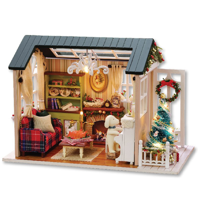 DIY MINI Doll House Miniature DIY Dollhouse With Furnitures Wooden House  Waiting Time Toys For Children Birthday Gift C007